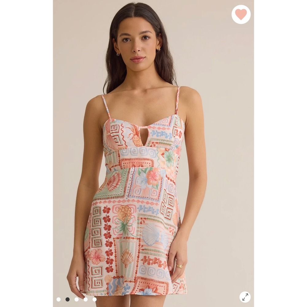 Altar'd State Tropical Seashell Mini Dress Peach Multi Size XXS